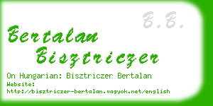 bertalan bisztriczer business card